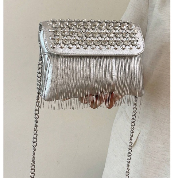 Luxe Vegan Leather Studded Tassel Shoulder Crossbody Bag - Picture 9 of 13